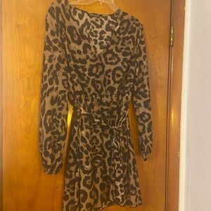 Shein Elegant Leopard Belted Dress